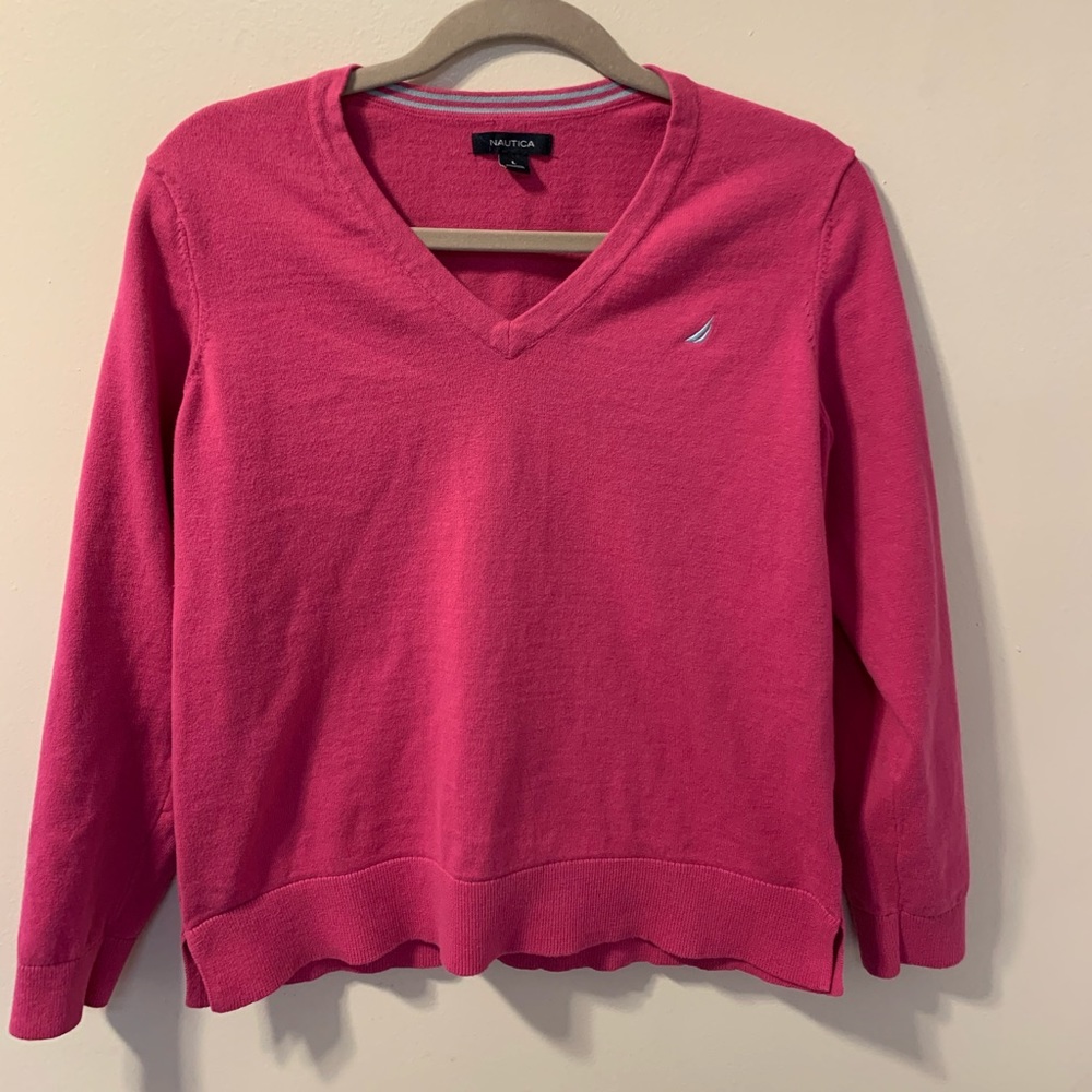 Nautica Pull Over V-Neck Sweater Size L